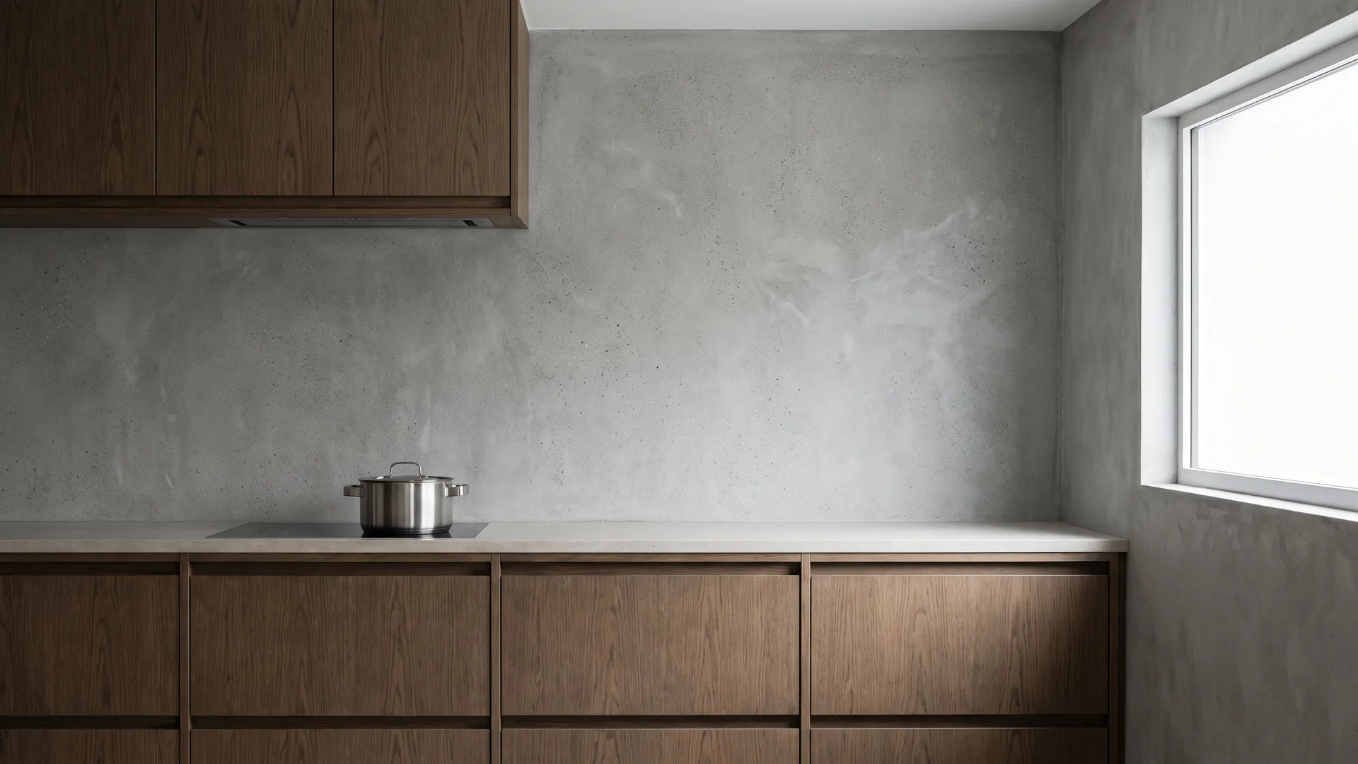 Kuchenna ściana w efekcie betonu architektonicznego